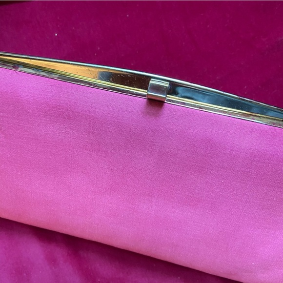 Hand dyed pink moire clutch with brass clasp and matte black interior. Cool! - Picture 5 of 5